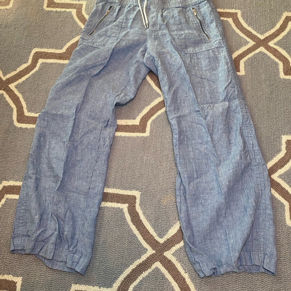 Athleta Cabo Linen pants size 12. Blue